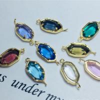 Crystal Connector, with Brass, Hexagon, gold color plated, DIY, more colors for choice, 7x16mm, 50PCs/Bag, Sold By Bag