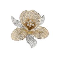 Brass Brooch Lily plated micro pave cubic zirconia & for woman nickel lead & cadmium free Sold By PC