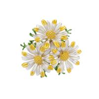 Enamel Brooch Zinc Alloy Daisy 18K gold plated for woman nickel lead & cadmium free Sold By PC
