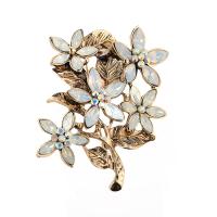 Rhinestone Brooch Zinc Alloy with Crystal Flower antique gold color plated for woman & with rhinestone nickel lead & cadmium free Sold By PC