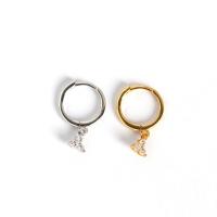 Argent sterling 925 Boucles d'oreilles pendantes Hoop Huggie, Placage, pavé de micro zircon & pour femme, plus de couleurs à choisir, 8.50x17mm, Vendu par paire