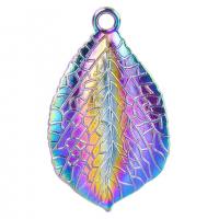 Tibetan Style Leaf Pendants, plated, Unisex, mixed colors, 35x20mm, Length:50 cm, Sold By PC