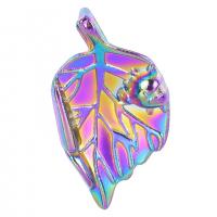 Tibetan Style Leaf Pendants, plated, Unisex, multi-colored, 22x13mm, Length:50 cm, Sold By PC