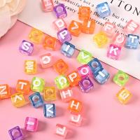 Alphabet Acrylic Beads Square painted DIY mixed colors Sold By Bag