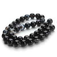 Lace Agate Beads, Round, DIY, black, Sold Per Approx 38 cm Strand