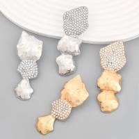 Boucles d'oreilles en alliage de zinc, bijoux de mode & pour femme & avec strass, plus de couleurs à choisir, 62x23mm, Vendu par paire