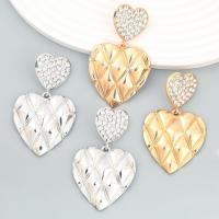 Zinc Alloy Drop Earrings Heart fashion jewelry & for woman & with rhinestone Sold By Pair