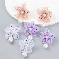 Zinc Alloy Drop Earrings with ABS Plastic Pearl & Lace fashion jewelry & for woman Sold By Pair