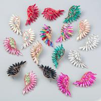 Tibetan Style Stud Earring, fashion jewelry & for woman & with rhinestone, more colors for choice, 55x29mm, Sold By Pair