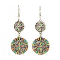 Zinc Alloy Drop Earrings Round fashion jewelry & for woman & enamel multi-colored Sold By Pair