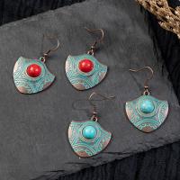 Boucles d'oreilles en alliage de zinc, avec turquoise, bijoux de mode & pour femme & émail, plus de couleurs à choisir, 45x30mm, Vendu par paire