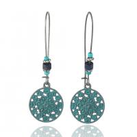 Zinc Alloy Drop Earrings Round plated fashion jewelry & for woman & enamel blue Sold By Pair
