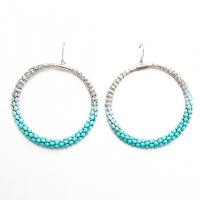 Boucles d'oreilles en alliage de zinc, peinture, bijoux de mode & pour femme, bleu, 55x55mm, Vendu par paire