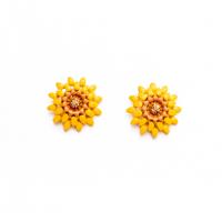 Zinc Alloy Stud Earring Daisy fashion jewelry & for woman & enamel yellow Sold By Pair