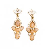 Rhinestone Earring Zinc Alloy fashion jewelry & for woman & with rhinestone white Sold By Pair