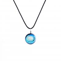 Time Gem Jewelry Necklace, Glass, with 5 extender chain, Round, plated, Unisex, more colors for choice, 20x20mm, Length:Approx 17.72 Inch, Sold By PC