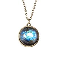 Time Gem Jewelry Necklace Glass with Zinc Alloy with 5 extender chain Round plated Unisex 19mm Length Approx 20.47 Inch Sold By PC