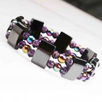 Hématite bracelet, avec cristal, unisexe & facettes, couleurs mélangées, 11x7x5mm, Longueur:Environ 9.06 pouce, Vendu par PC