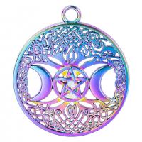 Tibetan Style Hollow Pendants, Moon and Star, colorful plated, Unisex & different styles for choice, more colors for choice, nickel, lead & cadmium free, 34x38mm, Length:Approx 19.69 Inch, Sold By PC