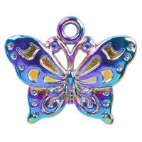 Tibetan Style Animal Pendants, Butterfly, colorful plated, Unisex & different styles for choice, more colors for choice, nickel, lead & cadmium free, 20x16mm, Length:Approx 19.69 Inch, Sold By PC
