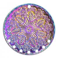 Zinc Alloy Pendants Flat Round colorful plated & for woman nickel lead & cadmium free Length Approx 19.69 Inch Sold By PC