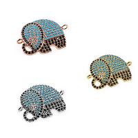 Cubic Zirconia Micro Pave Brass Connector, Elephant, plated, DIY & micro pave cubic zirconia, more colors for choice, nickel, lead & cadmium free, 18.30x22.90mm, Sold By PC