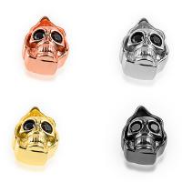 Cubic Zirconia Micro Pave Brass Beads Skull plated DIY & micro pave cubic zirconia nickel lead & cadmium free Sold By PC