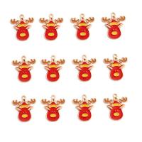 Zinklegierung Weihnachten Anhänger, Hirsch, goldfarben plattiert, Weihnachts-Design & verschiedene Stile für Wahl & Emaille, gemischte Farben, frei von Nickel, Blei & Kadmium, 19x21mm,18x17.5mm, 100PCs/Tasche, verkauft von Tasche