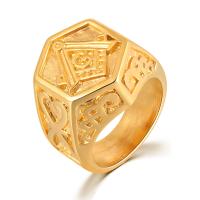 Anel de dedo de aço inoxidável, Aço inoxidável 304, forma de anel, cromado de cor dourada, joias de moda & polido & unissex & tamanho diferente para a escolha, dourado, vendido por PC