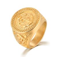 Anel de dedo de aço inoxidável, Aço inoxidável 304, forma de anel, cromado de cor dourada, joias de moda & polido & unissex & tamanho diferente para a escolha, dourado, vendido por PC