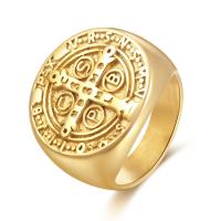 Prst prsten z nerezové oceli, 304 Stainless Steel, tvar krouek, barva pozlacený, módní šperky & leštěný & různé velikosti pro výběr & pro muže, zlatý, Prodáno By PC