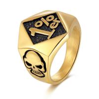 Stainless Steel Finger Ring 304 Stainless Steel ring shape gold color plated fashion jewelry & polished & punk style & for man & blacken golden Sold By PC