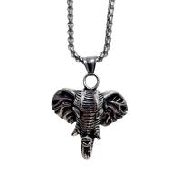 Stainless Steel Jewelry Necklace 304 Stainless Steel Elephant Vacuum Ion Plating fashion jewelry & polished & Unisex & blacken original color Length 60 cm Sold By PC