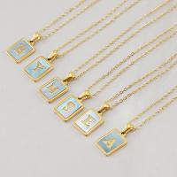 Stainless Steel Jewelry Necklace 304 Stainless Steel with Shell with 2inch extender chain fashion jewelry & with letter pattern & for woman golden Length Approx 17.71 Inch Sold By PC