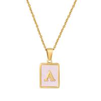 Stainless Steel Jewelry Necklace, 304 Stainless Steel, with 2inch extender chain, Rectangle, Vacuum Ion Plating, fashion jewelry & different designs for choice & with letter pattern & for woman, golden, 12x15mm, Length:Approx 17.71 Inch, Sold By PC