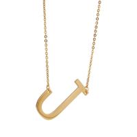 Stainless Steel Jewelry Necklace 304 Stainless Steel Alphabet Letter 18K gold plated & fashion jewelry & for woman golden 40mm 2mm Length Approx 17.71 Inch Sold By PC