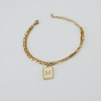 Stainless Steel Jewelry Bracelet 304 Stainless Steel with Shell with 1.97inch extender chain Rectangle Vacuum Ion Plating Double Layer & fashion jewelry & for woman golden Length Approx 6.1 Inch Sold By PC