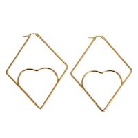 Stainless Steel Hoop Earring, 304 Stainless Steel, 18K gold plated, fashion jewelry & different size for choice & for woman, golden, 40*40mm,55*55mm, Sold By Pair
