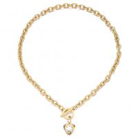 Nerezová ocel šperky náhrdelník, 304 Stainless Steel, s Krystal, módní šperky & pro ženy, více barev na výběr, 12mm, Délka Cca 17.72 inch, Prodáno By PC