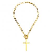 Edelstahl Schmuck Halskette, 304 Edelstahl, mit Verlängerungskettchen von 1.97inch, Kreuz, Modeschmuck & für den Menschen, keine, 43mm,7mm, Länge:ca. 15.75 ZollInch, verkauft von PC