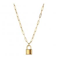 Stainless Steel Jewelry Necklace, 304 Stainless Steel, Lock, fashion jewelry & Unisex, more colors for choice, 23mm, Length:Approx 19.68 Inch, Sold By PC