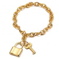 Stainless Steel Jewelry Bracelet, 316L Stainless Steel, Lock and Key, fashion jewelry & Unisex, more colors for choice, 23mm,19mm,7mm, Length:Approx 8.07 Inch, Sold By PC