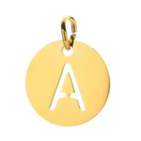 Stainless Steel Letter Pendants 304 Stainless Steel Alphabet Letter gold color plated Unisex 10mm Sold By PC