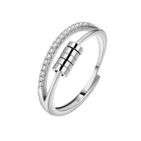 Ring Finger mosiądz, Koło, Platerowane w kolorze srebra, Regulowane & biżuteria moda & dla kobiety, srebro, bez zawartości niklu, ołowiu i kadmu, 18.30x5.50mm, sprzedane przez PC