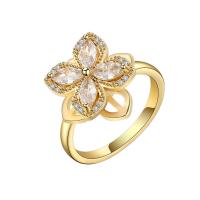Cubic Zirconia Micro Pave Brass Ring, Flower, gold color plated, Adjustable & fashion jewelry & micro pave cubic zirconia & for woman, golden, nickel, lead & cadmium free, 17.90x16.34mm, Sold By PC