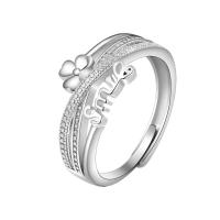 Ring Finger mosiądz, Koło, Platerowane w kolorze srebra, Regulowane & biżuteria moda & różne style do wyboru & dla kobiety, srebro, bez zawartości niklu, ołowiu i kadmu, sprzedane przez PC