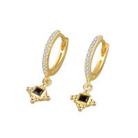 Cubic Zirconia Micro Pave Brass Earring, Round, gold color plated, fashion jewelry & micro pave cubic zirconia & for woman, more colors for choice, nickel, lead & cadmium free, 11.50x19.20mm, Sold By Pair