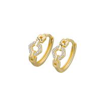 Cubic Zirconia Micro Pave Brass Earring, Round, plated, fashion jewelry & micro pave cubic zirconia & for woman, more colors for choice, nickel, lead & cadmium free, 13x12.50mm, Sold By PC
