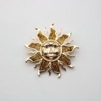 Enamel Brooch Zinc Alloy Sun gold color plated Unisex nickel lead & cadmium free 50mm Sold By Lot