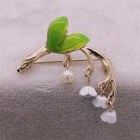 Enamel Brooch, Tibetan Style, with Plastic Pearl, Flower, gold color plated, for woman, nickel, lead & cadmium free, 45x40mm, 10PCs/Lot, Sold By Lot